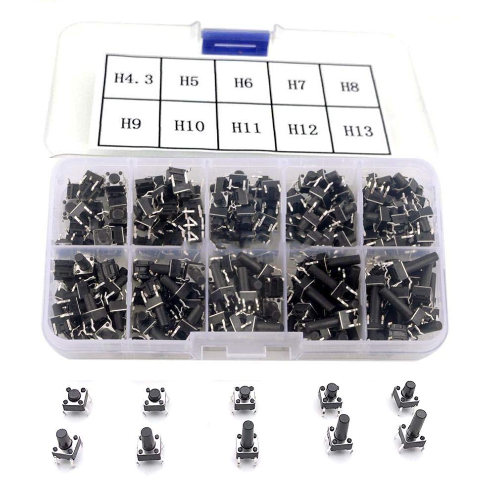 Zmart Models 6 X 6 Mm Micro Touch Switch Set Push Button Kit 13MM DIP 4 Pin Key Tact Light On Off Models 6 X 6 Mm Micro Touch Switch Set Push Button