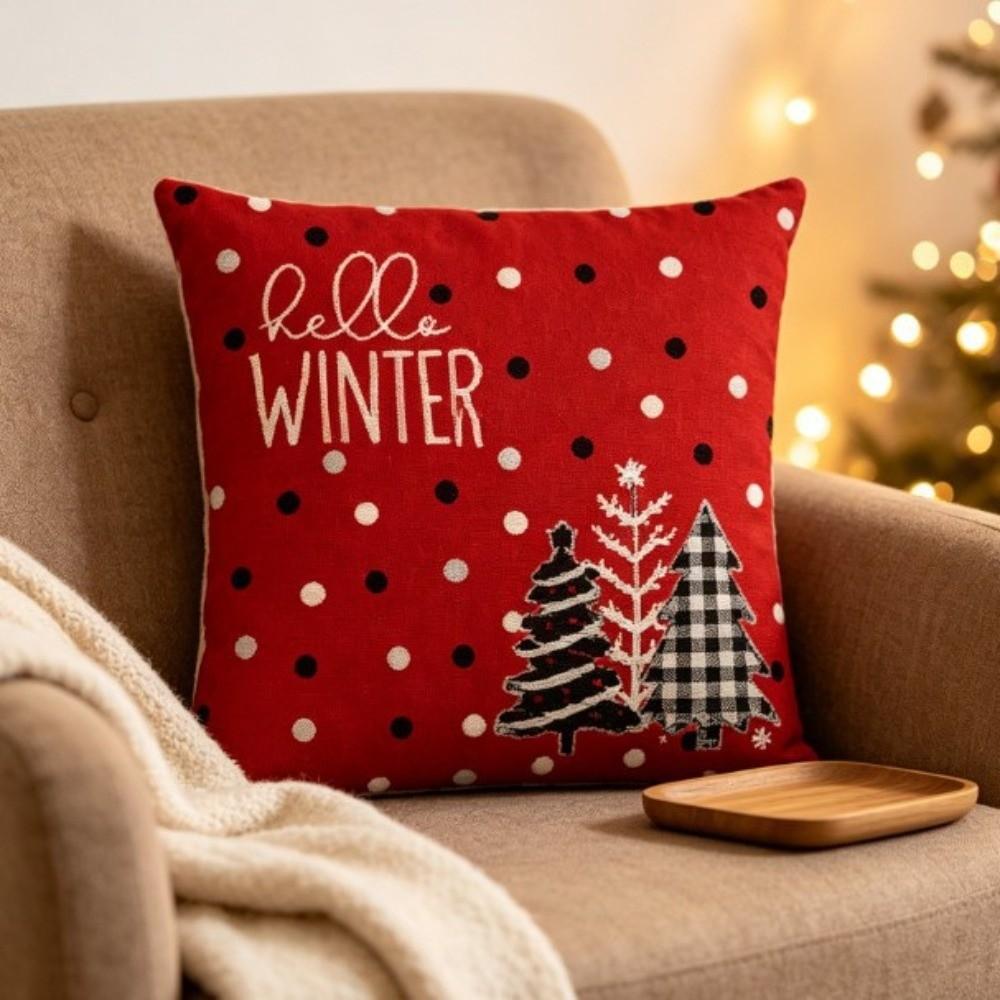 Skin-friendly Xmas Pillowcase 45cm 17in Cushion Cover Bow Christmas Pillow Covers Sofa