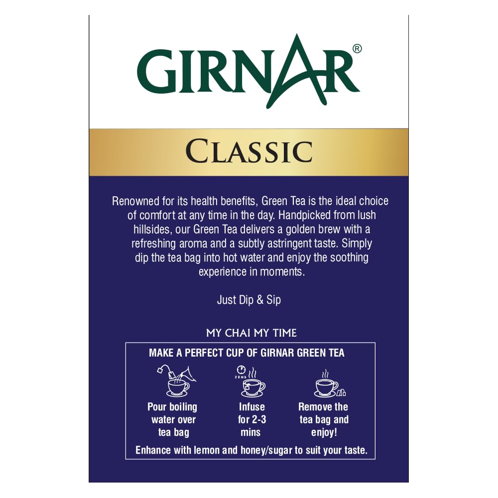 Girnar Green Tea 25 Tea Bags Pack of 1 Antioxidant Metabolism Boosting Healthy Beverage