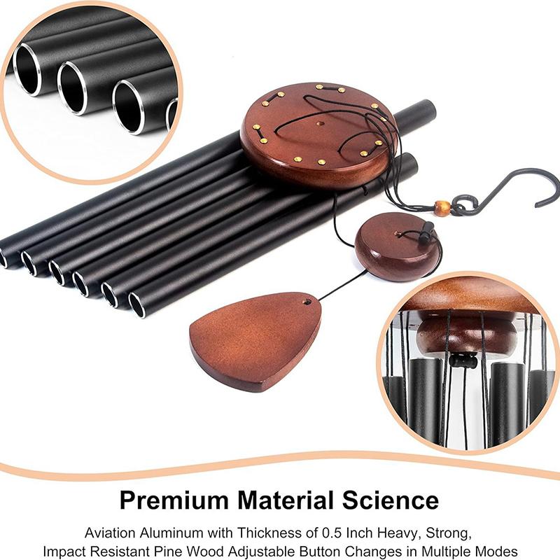 Classic 26 Inch Aluminum Pipe Wind Chimes With Wooden Hanging Tag Farmhouses Terraces Gardens Balcony Corridor Decoration