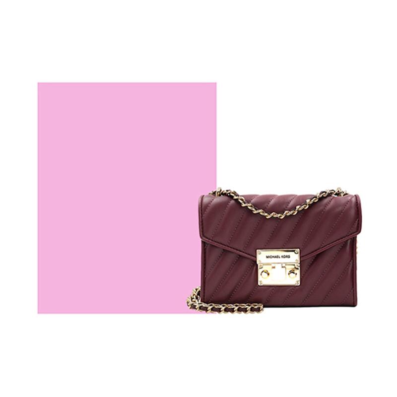 MICHAEL KORS Rose Chain Quilted Flap Closure Faux Leather Underarm Bag Shoulder Bag Small Women's Burgundy
