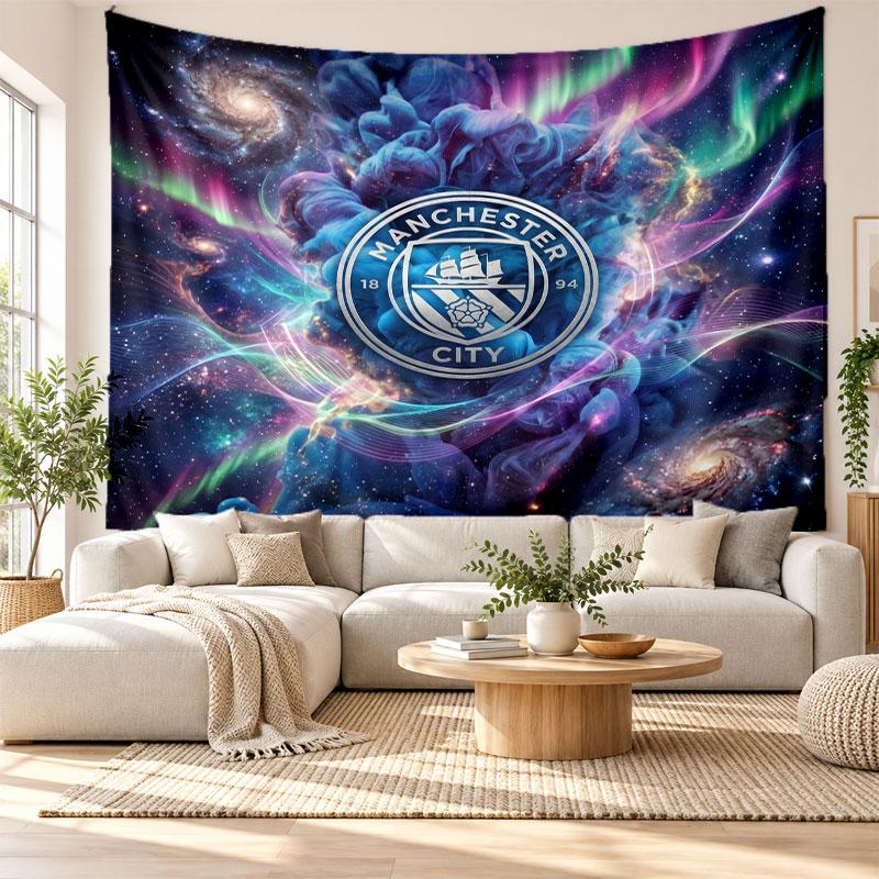 Manchester City Wall Tapestry, Soft Fabric Wall Hanging, Decorative Backdrop For Bedroom Home Wall Art