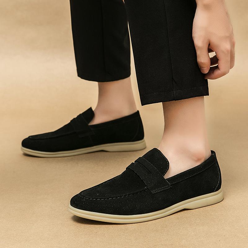 Fashion Spring British Style Suede Mens Casual Shoes Breathable Comfort Slip-on Mens Wedding Shoes Fashion Men Lazy Shoes Luxury Brand