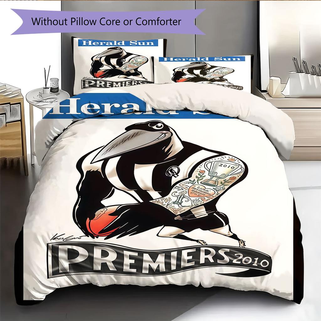 Collingwood Magpies Pride Bedding Quilt Set Quilt Cover Pillowcase Home Decoration Birthday Gift (1 * duvet cover + 2 * pillowcase, without core)
