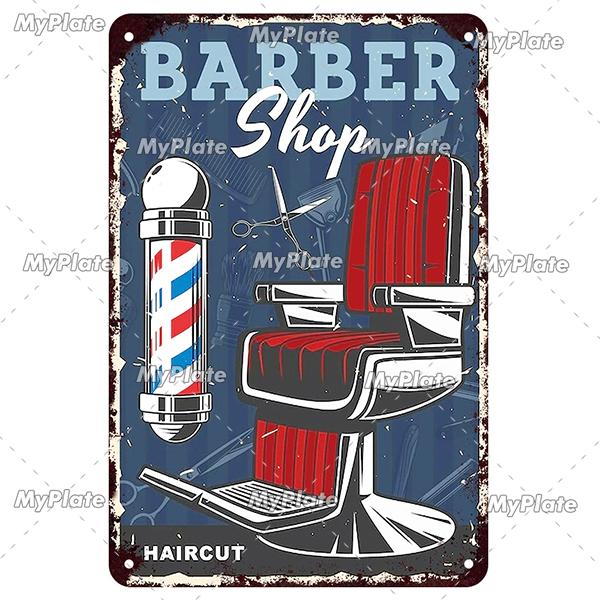 Винтажный постер парикмахерской, металлическая табличка, жестяная табличка, настенные поделки, ретро-декор для дома, украшение, подарок