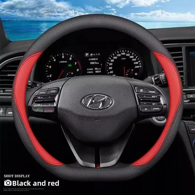 Leather Car Steering Wheel Cover for Hyundai I30 Ioniq I20 I10 I40 Staria Inster Tucson Accent I30n IX35 Kona Creta Accessories WW42