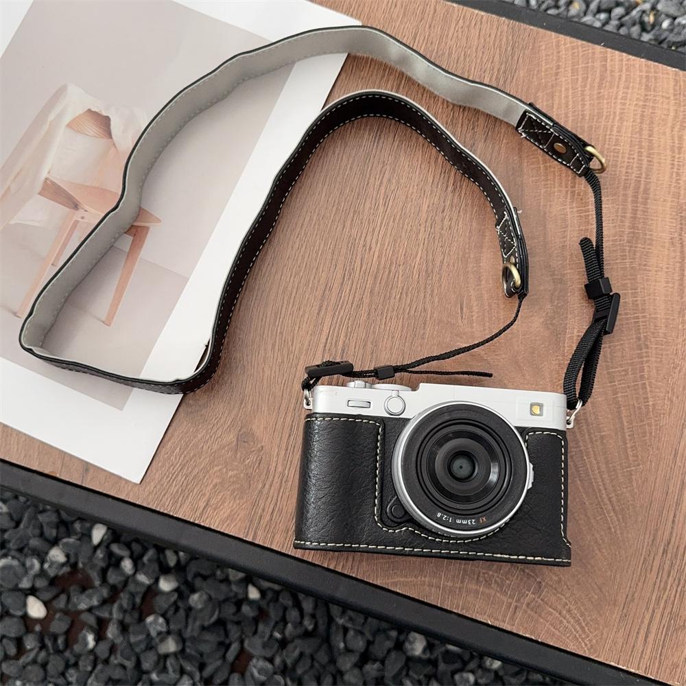 Роскошный получехол для камеры ручной работы для Fujifilm X-E5 Fuji XE5, крышка с отверстием для аккумулятора снизу, с плечевым ремнем