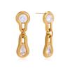 Uworld Classic Geometric Pendant Earrings With Waterdrop Shape White Zircons PVD Gold Plated Stainless Steel Jewelry For Women
