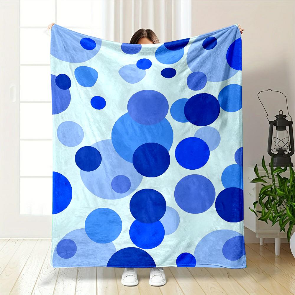 Blue Gradient Polka Dot Pattern Patterned flannel blanket perfect for the bedroom living room, sofa, or a little nap