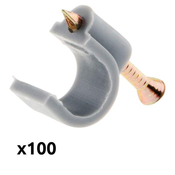 Lot de 100 crochets de fixation Ø10mm - Gris - Zenitech