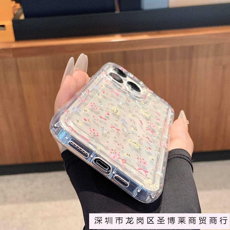 INS милый цветочный яблоко 15 чехол для мобильного телефона iphone14promax прозрачный мягкая резина 13/12/11 противоударный xr