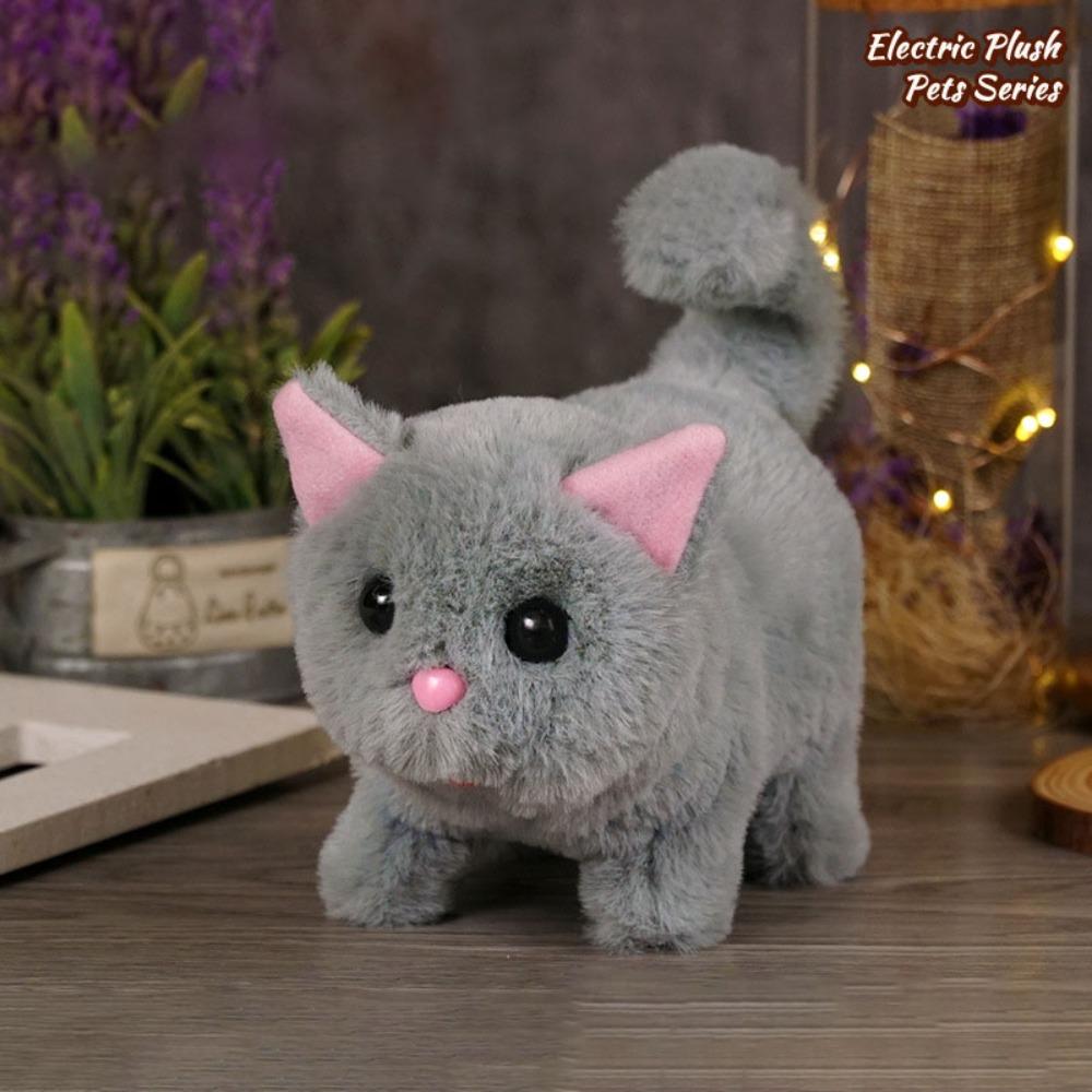 Simulated Plush Electric Cat Toy Makes You Happy Kitten Plush Toy For Kids Birthday Gift