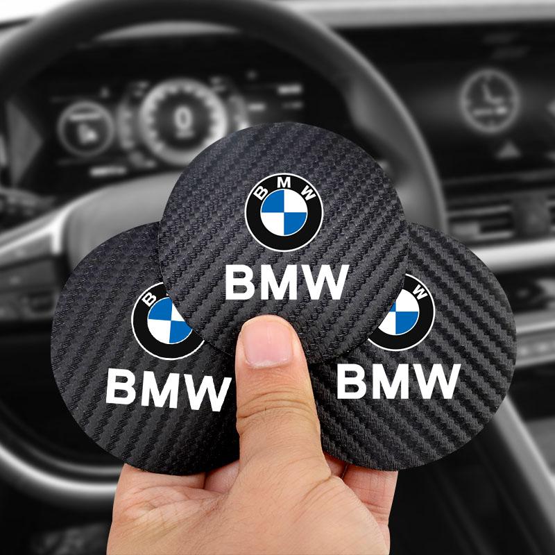 DSJW3 2Pcs Leather Car Logo Cup Holder Coaster Non-Slip Pad For BMW M3 M4 M5 G42 G30 G20 E39 E36 E87 E53 F44 F07 F34 G15 G16 G23 G22