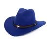 Hat Ethnic Style Cow Standard Western Cowboy Hat Roll Brim Retro Riding Wool Felt Hat