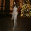 Retro Sequin Single Shoulder Long Dress Women Elegant Glitter Solid Color Slim Fit Evening Dresses Female Street Party Dress