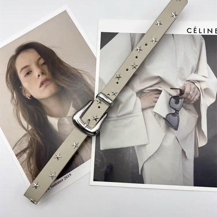 Rivet Punk Star Belt Ins Women'S Accessories Jeans Design Sense Niche Y2K Hottie Pentagram Belt Men