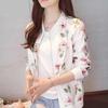 Women's Korean Style Chiffon Sunscreen Baseball Jacket - Long Sleeve, Zipper, Printed, Loose Fit