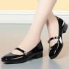 British Style Shallow Mouth Heeled Shoes Woman Mary Janes 2025 Spring Flat Square Heels Shoes Bright Leather for Office Mom