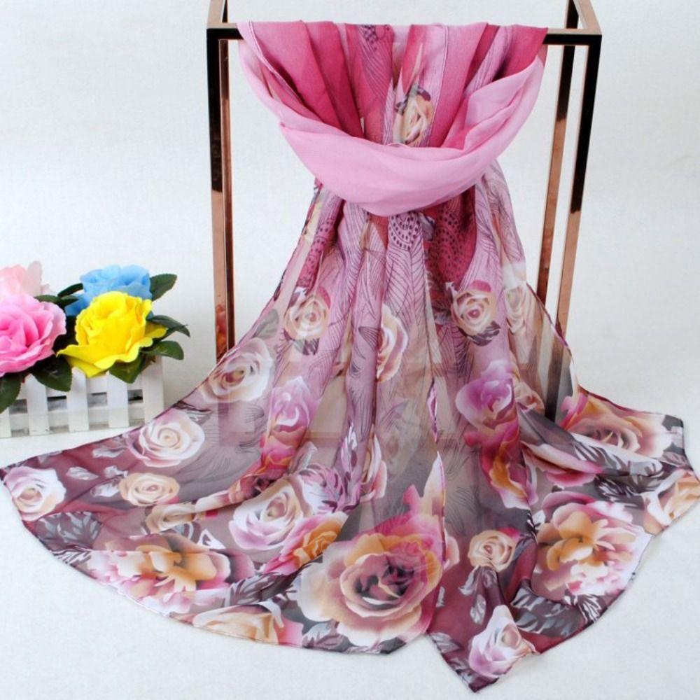 Peacock Feather Rose Pattern Gradient Shawl Sun Protection Neck Scarf The New Scarf  Women's
