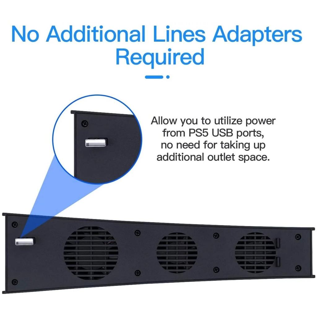Cooling Fan, External USB Cooler 3 Fans Game Console Mini Cooling System with Extra USB Port for Sony Playstation5 Digital Edition&Ultra HD Console