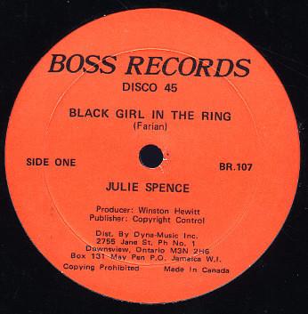 12inch Record JULIE SPENCE Black Girl In The Ring BR107 Boss Records Canada Reggae Ska Dub Used