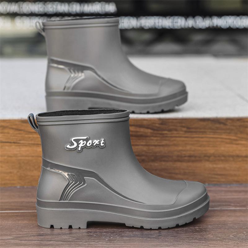 Men's Rain Shoes Short Non-slip Closed Rain Boots Velvet Water Boots Kitchen Work Water Shoes Short Rubber Shoes