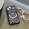 Корейский милый браслет из бисера с облаком и цепочкой, эпоксидный чехол для телефона для Iphone 14 13 12 Pro Max 11, противоударный чехол с милым граффити в форме сердца