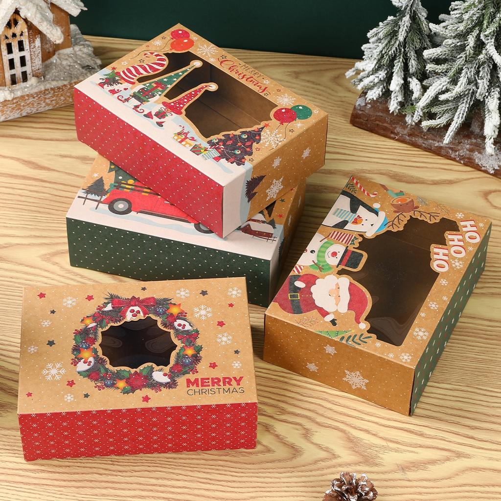 Рождественская коробка для конфет Коробка для десертов Коробка для торта Коробка для печенья с окошком Коробка для имбирных пряников Украшение «С Рождеством» для дома 2026 Navidad