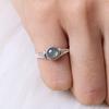 Лабрадорит Круглый драгоценный камень Дизайнерское кольцо ручной работы в стиле бохо, серебряные ювелирные украшения, серебро 925 пробы, кольцо с безелем