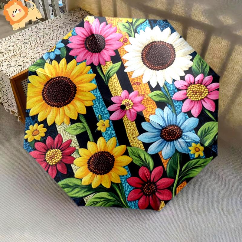 1 шт. Автоматический складной зонт - Рисунок подсолнухов, Портативный и складной дизайн с 8 спицами, Подарки на Рождество и день рождения