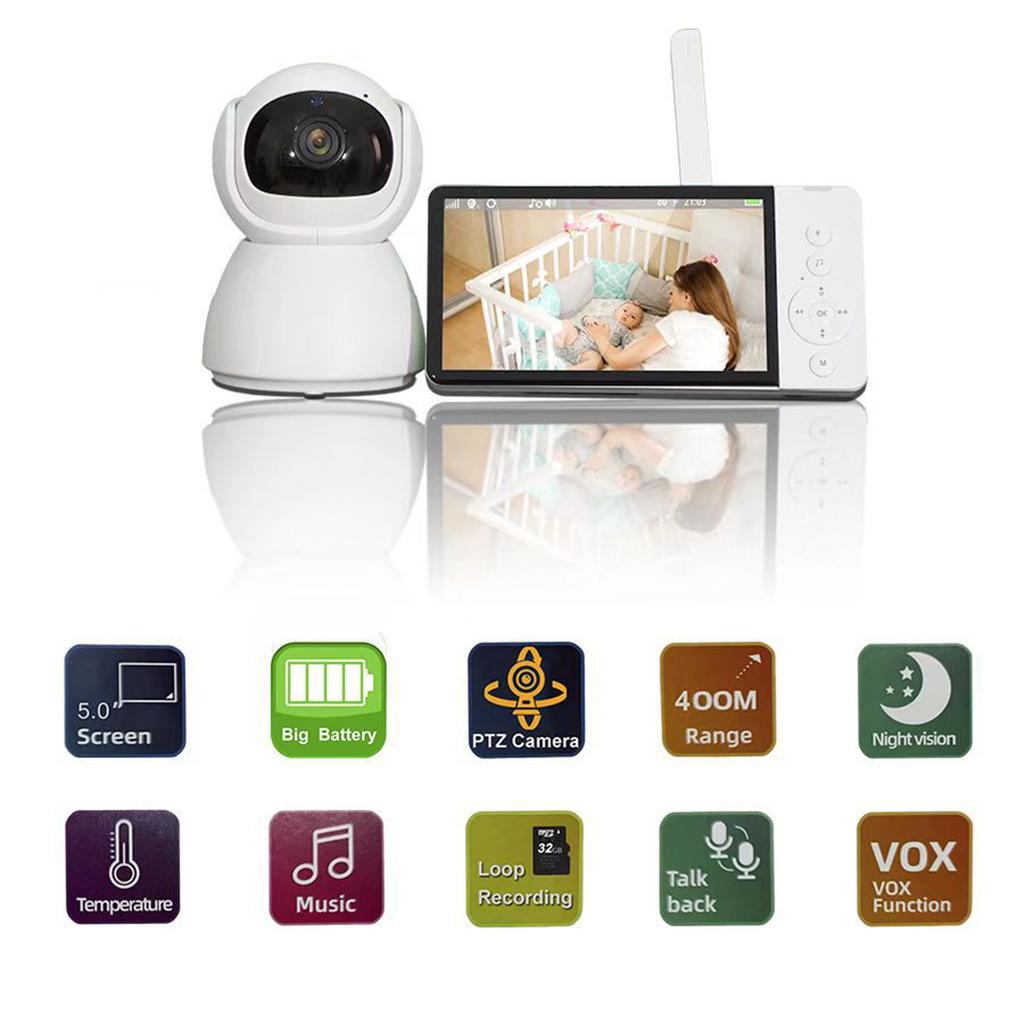 5-Inch Baby Monitor 1080P with 2-Way Talk HD Night Vision and Remote Pan/Tilt/Zoom for Baby Care and Monitoring
