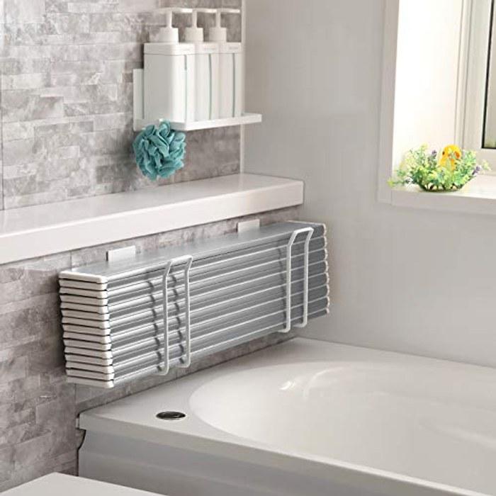[Yamazaki] tower Magnetic Bathtub Lid Holder (Folding, Black 9943) W8 x D13.7 x H22cm
