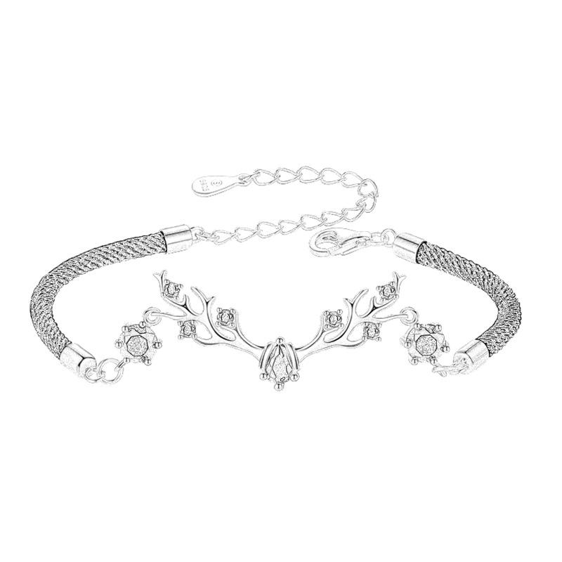 S925 Sterling Silver Yi Lu You Couple Bracelet New Live Broadcast Korean Version Simple