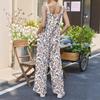 Women's Spaghetti Strap Sleeveless Floral Jumpsuit Loose High Waist Casual Wide Leg Overalls
