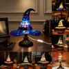 Halloween Witch Hat Lamp Resin Ornament USB Plug-in Light Decor, Festive Table Lamp