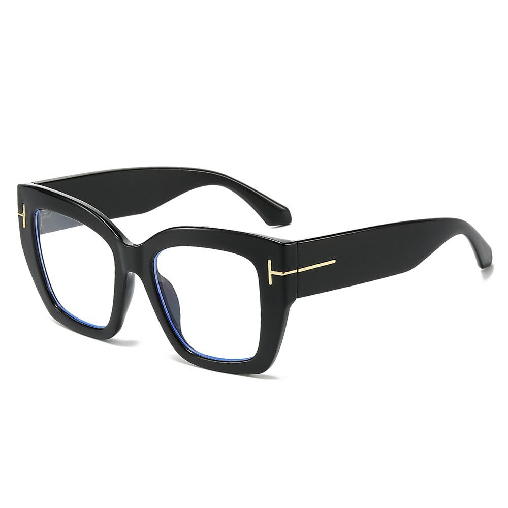 New cat eye classic large frame anti-blue T word fashion decorative flat mirror ins European and American glasses frame