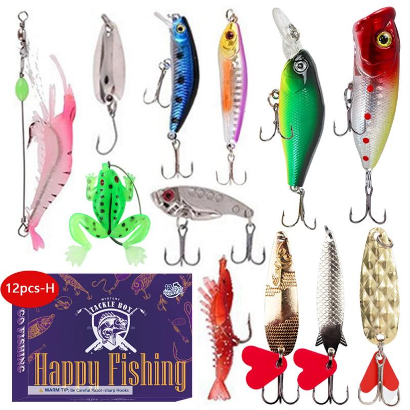 12-Piece Fishing Lure Gift Set With Minnow Crankbait Artificial Baits Freshwater Saltwater Bass Pike