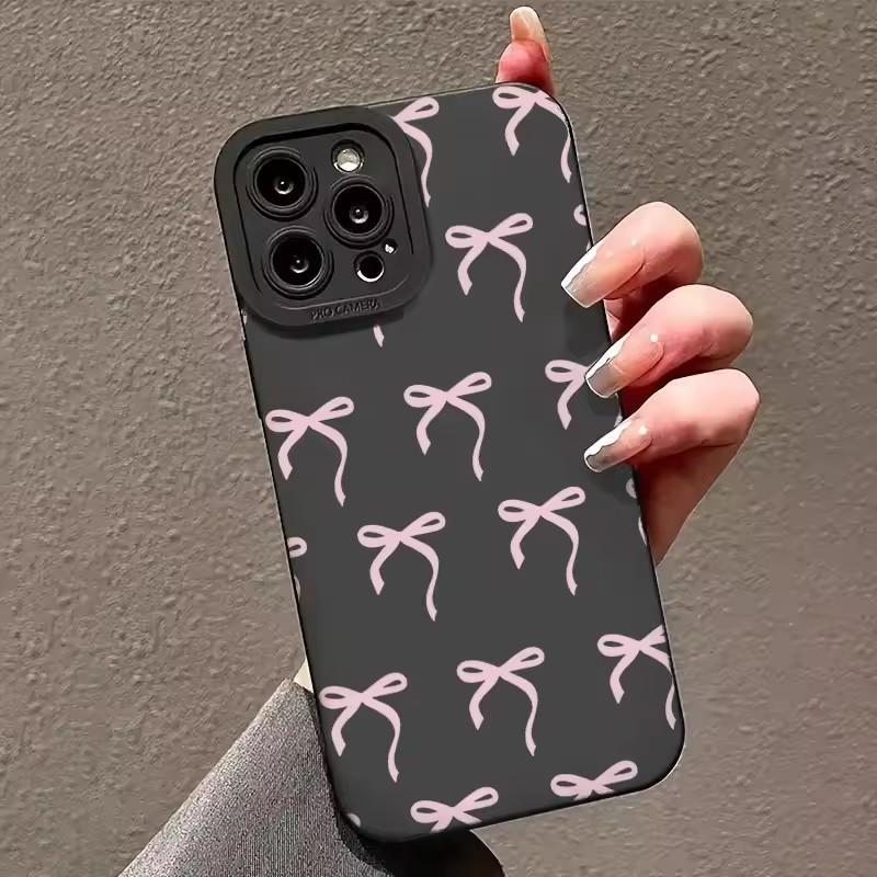 Чехол для iPhone 16 15 14 Pro Max 13 12 11 с принтом розового банта, чехол для телефона для iPhone XS Max X XR 7 8 16 Plus SE 2022, силиконовые Fundas