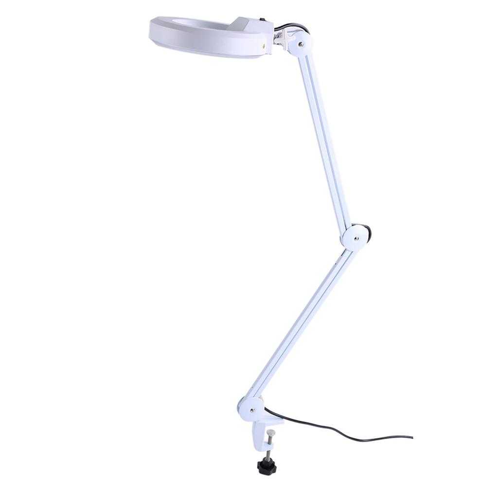 Hand‑free White Magnifying Glass With Light Magnifier Desk Lamp With Clamp And Base Holder