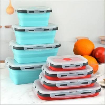 Многофункциональный складной силиконовый контейнер для ланча Bento Box, контейнер для хранения продуктов, пригодный для использования в микроволновой печи, портативный для пикника, кемпинга и отдыха на природе