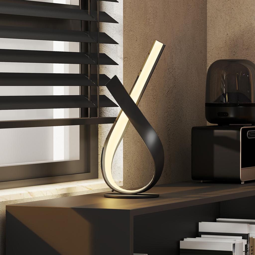 Contemporary Design Table Lamp - Spiral Design Table Lamp - dim. 21L x 15W x 43H cm - Black Alu. Warm White LED