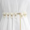 Women's Artificial Pearl Decoration Dress Beaded Metal Belt Fashion Waist Chain