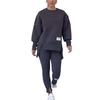 2 Pcs/Set Women Top Pants Suit Round Neck Long Sleeve Slit Hem Sweatshirt Elastic Waist Solid Color Slim Fit Trousers Winter Daily Wear Outfit