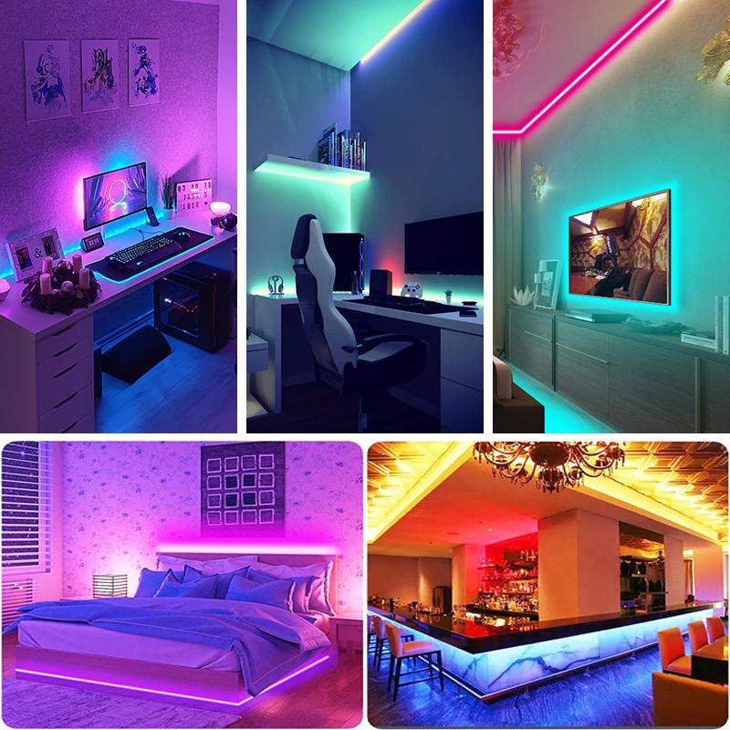 APP+Bluetooth Led Strip Light Music Sync RGB 5050 Led Tape Bluetooth Control Flexible Ribbon for Room Party Decoration TV Backlight