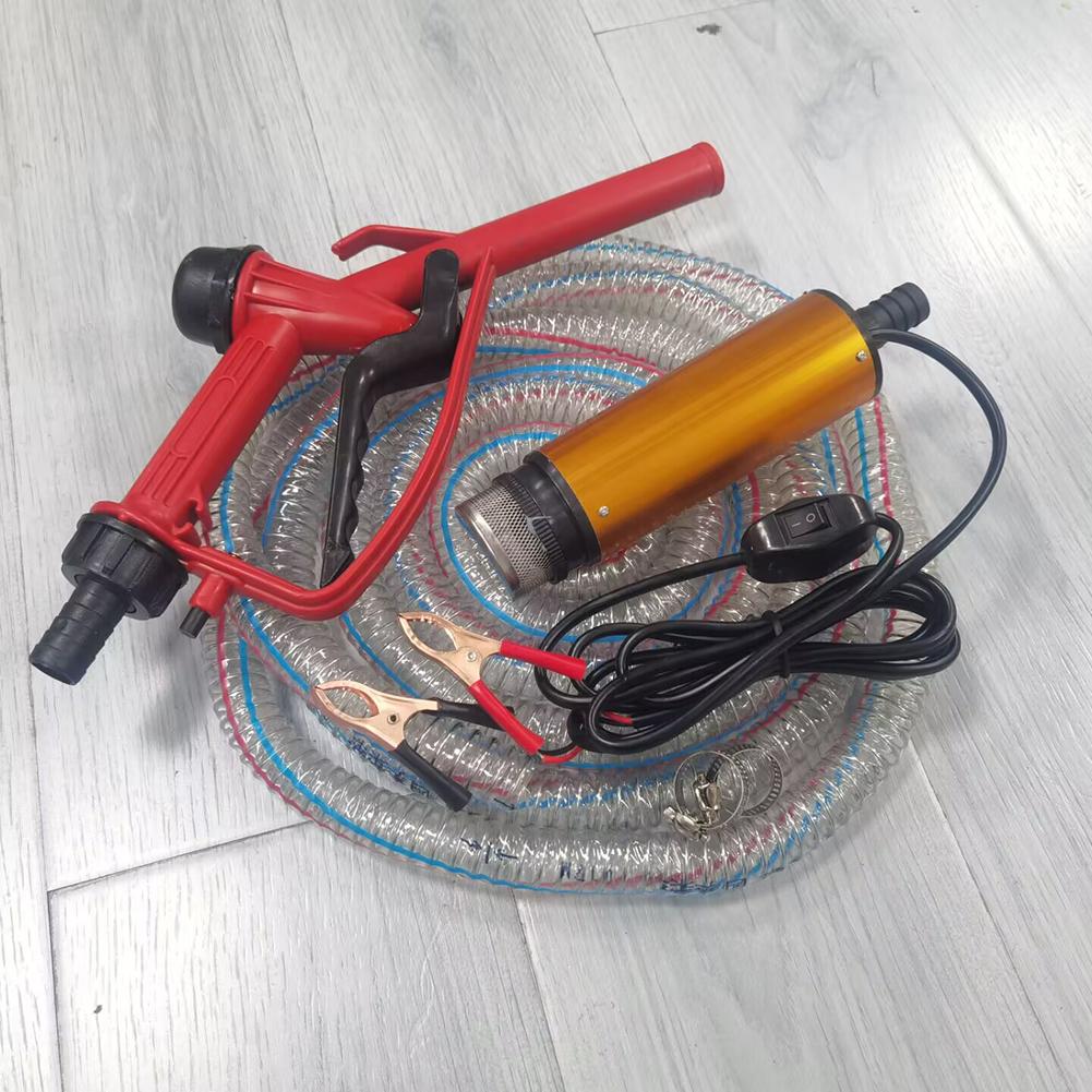 12V 24V (4 Meter Hose) 51mm Water Pump Refueling Gun Set Electric Submersible Pump Stainless Steel Diesel Oil Fuel Pump