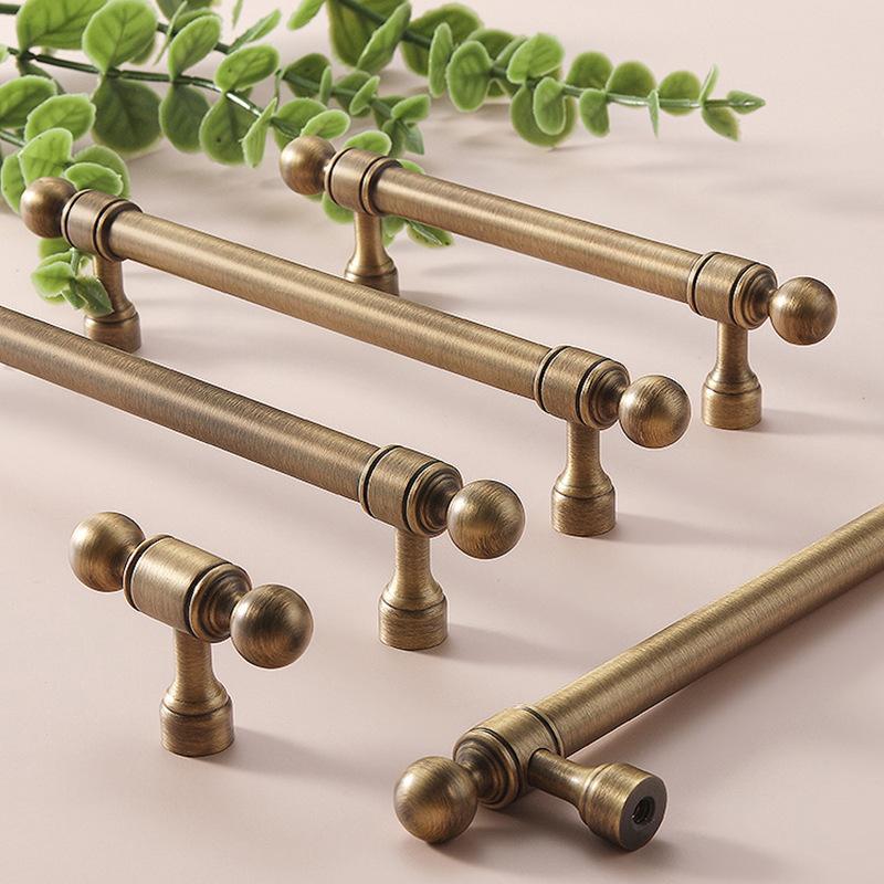 French Style Wardrobe Copper Handle Round Ball Konb Nordic Modern Drawer Bar Pull Cabinet Door Handle Kitchen Brass Handle