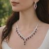 Crystal Water Drop Necklaces Geometric Pendant Necklace Earrings Set  Evening Dress