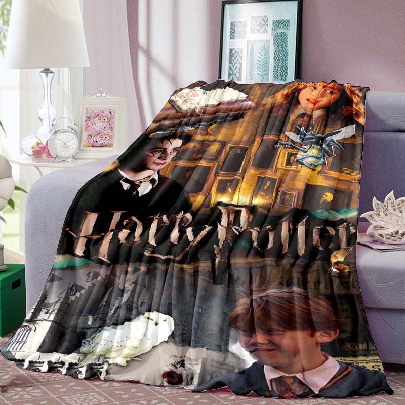 Harry Potter Print Blanket Warm Comfortable Flannel Blanket for Bedrooms, Sofas, Beds, Chairs, Picnics, Travel -LXR34
