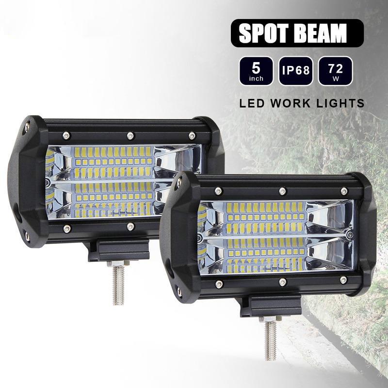 72W Off Road LED Bar Spot Led Beam Daytime Running Light Fog Lamp Work Light LED Headlights