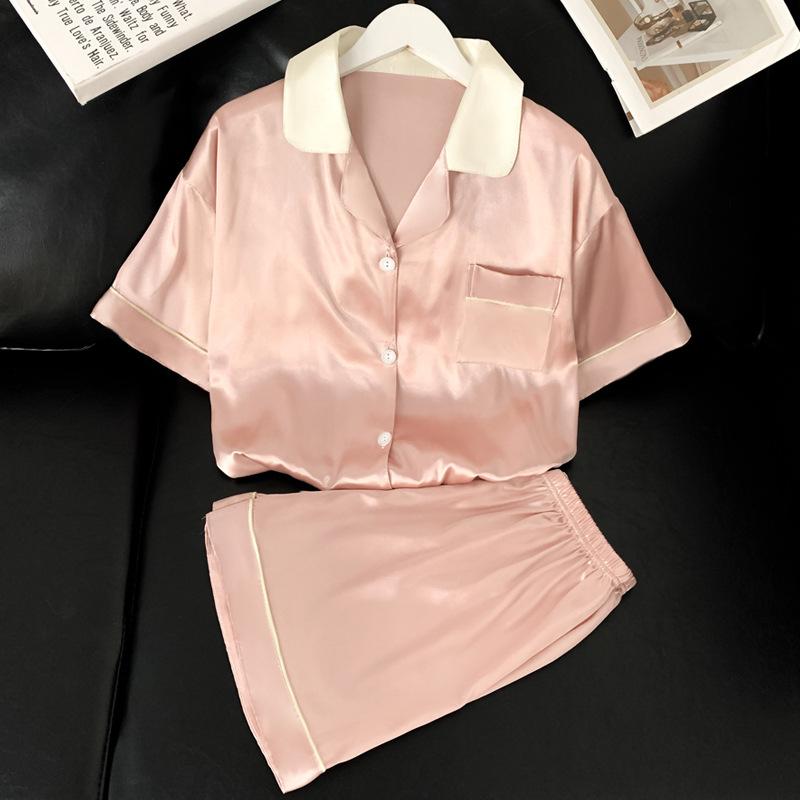 Wind Pajamas Girls Short-Sleeved Shorts Feel Cold Silk Cool High-Value Casual Loungewear Real Shot